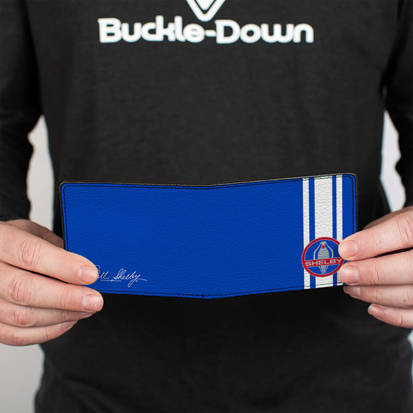 Buckle-Down Bi-Fold Wallet - SHELBY Cobra 3-Stripe + Signature Blue White Gray Red