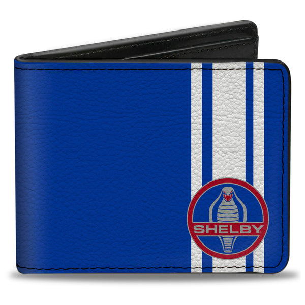 Buckle-Down Bi-Fold Wallet - SHELBY Cobra 3-Stripe + Signature Blue White Gray Red