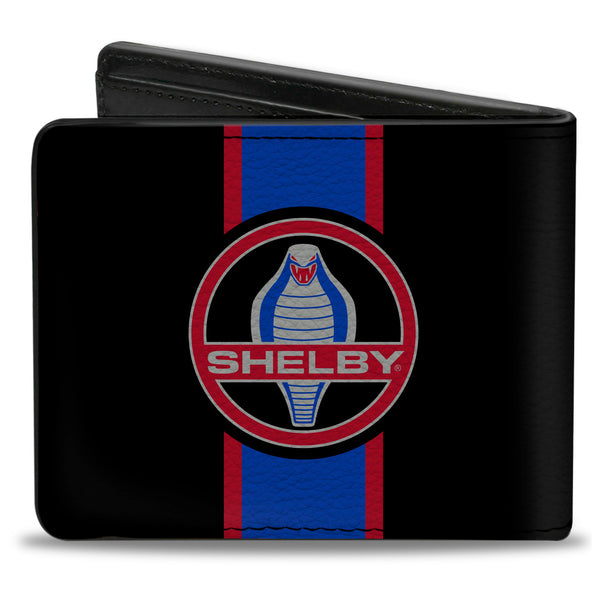 Buckle-Down Bi-Fold Wallet - SHELBY Cobra Center Stripe Black Gray Red Blue