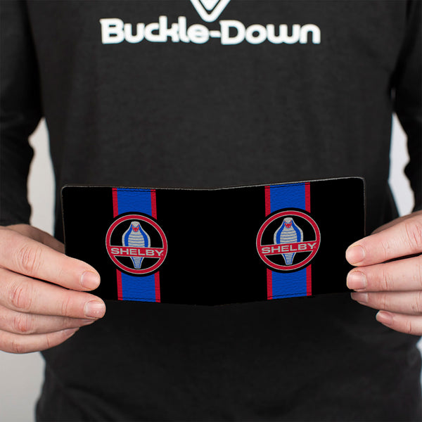 Buckle-Down Bi-Fold Wallet - SHELBY Cobra Center Stripe Black Gray Red Blue