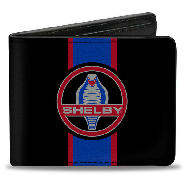 Buckle-Down Bi-Fold Wallet - SHELBY Cobra Center Stripe Black Gray Red Blue
