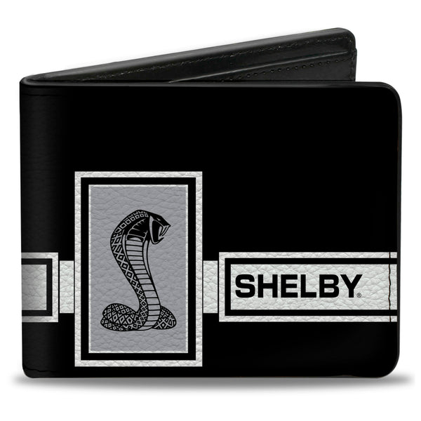 Buckle-Down Bi-Fold Wallet - SHELBY GT 500 Cobra Box Stripe Black White Gray