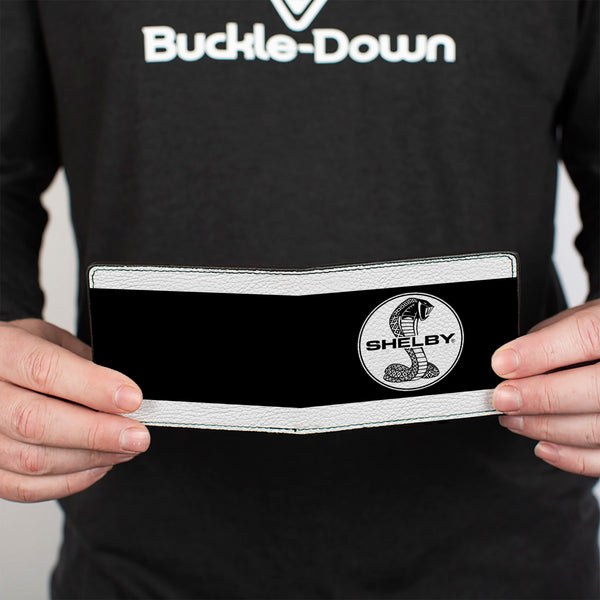 Buckle-Down Bi-Fold Wallet - SHELBY Tiffany Split Stripe White Black