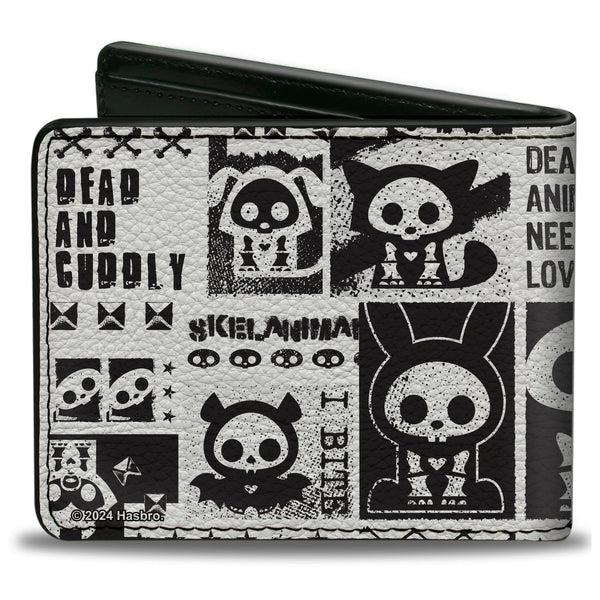 Buckle-Down Bi-Fold Wallet - SKELANIMALS DEAD ANIMALS Quotes Collage And Title Logo White/Black