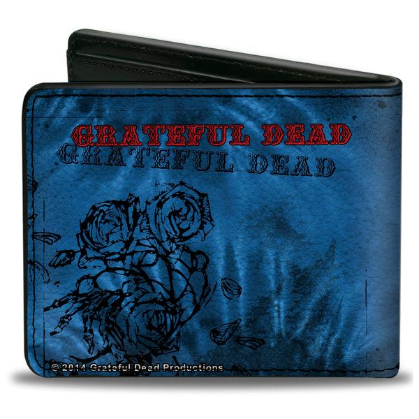 Buckle-Down Bi-Fold Wallet - Skull & Roses + GRATEFUL DEAD Roses Blues Black Red
