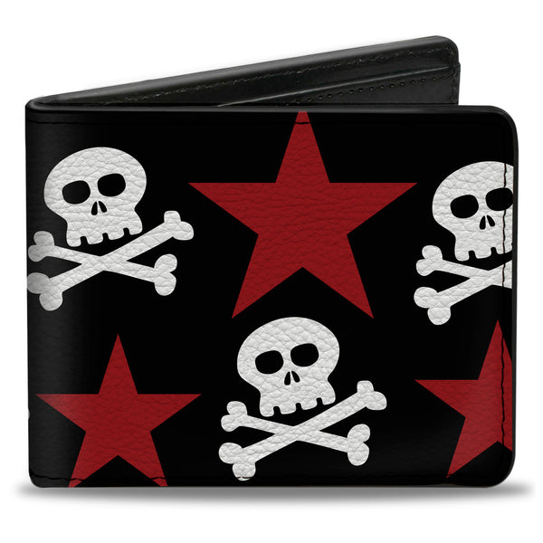 Buckle-Down Bi-Fold Wallet - Skulls & Stars Black White Red