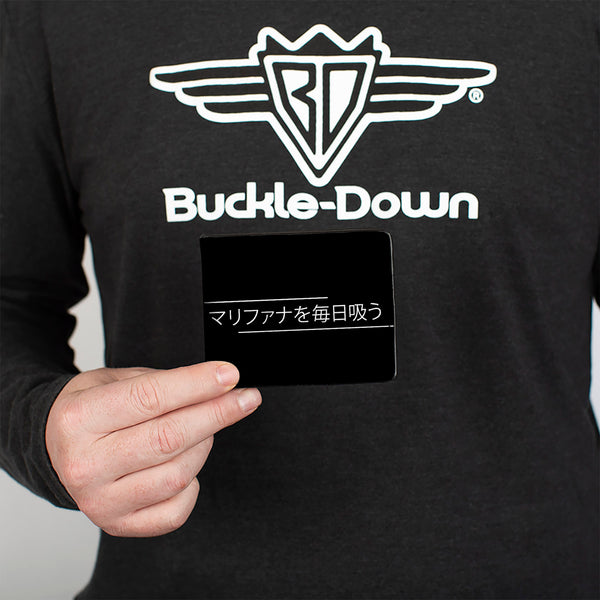 Buckle-Down Bi-Fold Wallet - SMOKE WEED EVERYDAY Japanese Characters Stripe Black White