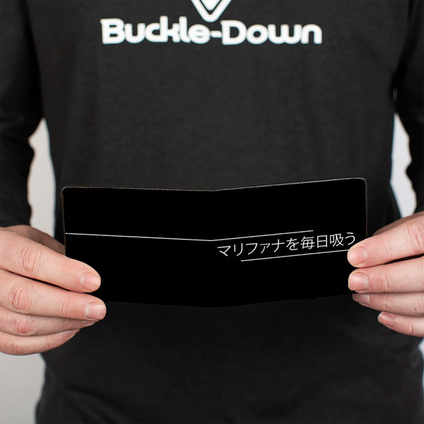 Buckle-Down Bi-Fold Wallet - SMOKE WEED EVERYDAY Japanese Characters Stripe Black White
