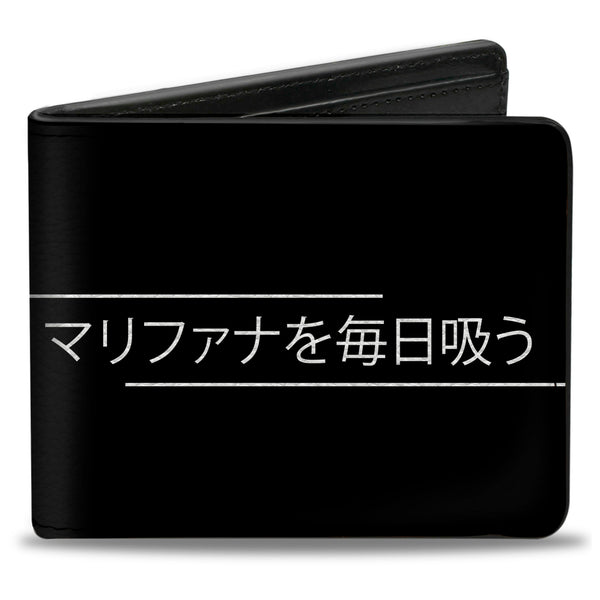 Buckle-Down Bi-Fold Wallet - SMOKE WEED EVERYDAY Japanese Characters Stripe Black White