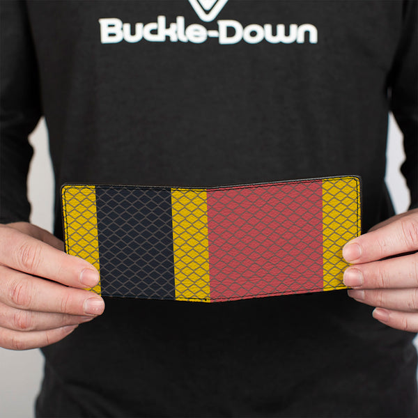 Buckle-Down Bi-Fold Wallet - Snake Coral Snake Yellow Red Black Gray
