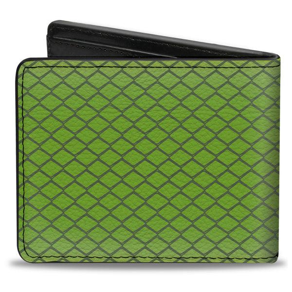 Buckle-Down Bi-Fold Wallet - Snake Green Mamba Bright Green Gray