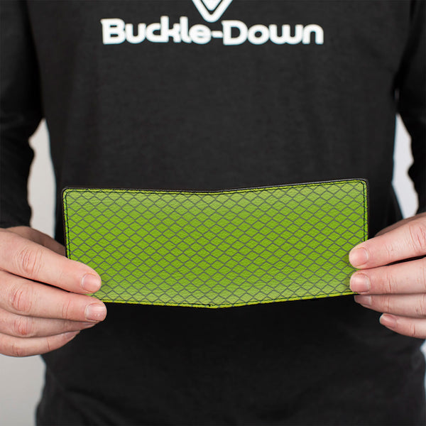 Buckle-Down Bi-Fold Wallet - Snake Green Mamba Bright Green Gray