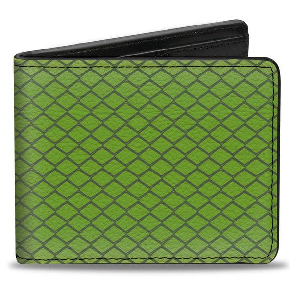Buckle-Down Bi-Fold Wallet - Snake Green Mamba Bright Green Gray