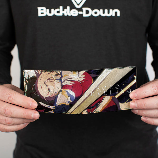 Buckle-Down Bi-Fold Wallet - SOLO LEVELING Cha Hae-in Pose And Title Logo