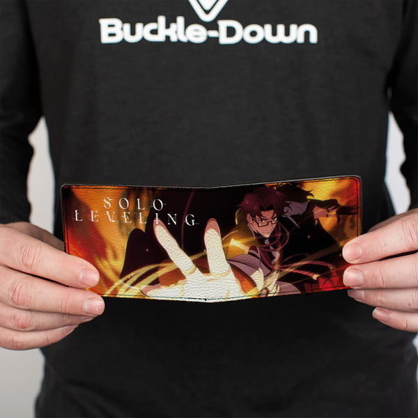 Buckle-Down Bi-Fold Wallet - SOLO LEVELING Choi Jong-in Pose And Title Logo