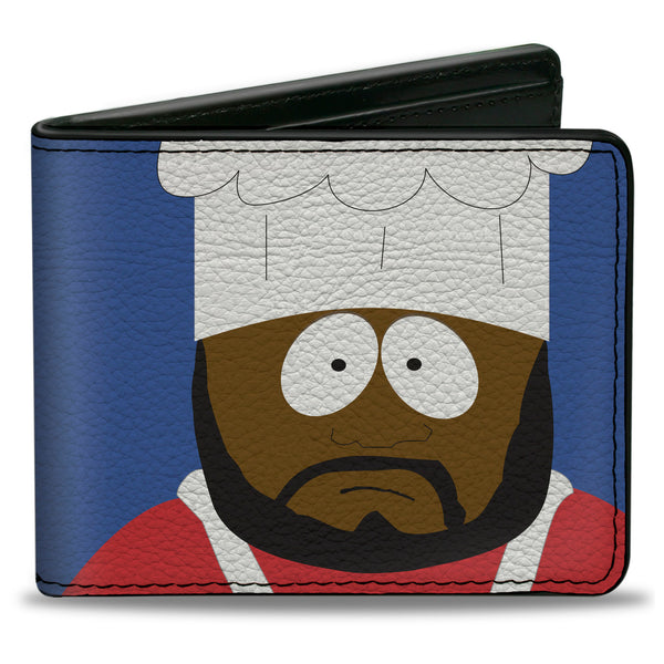 Buckle-Down Bi-Fold Wallet - South Park CHEF Pose and Text Blue