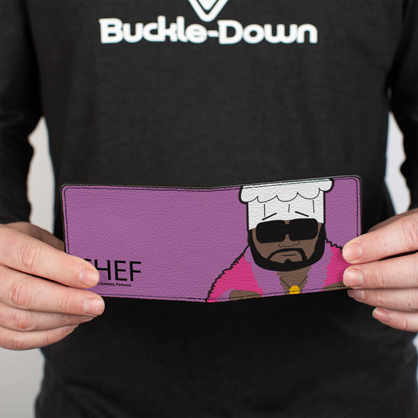 Buckle-Down Bi-Fold Wallet - South Park CHEF Pose And Text Purple