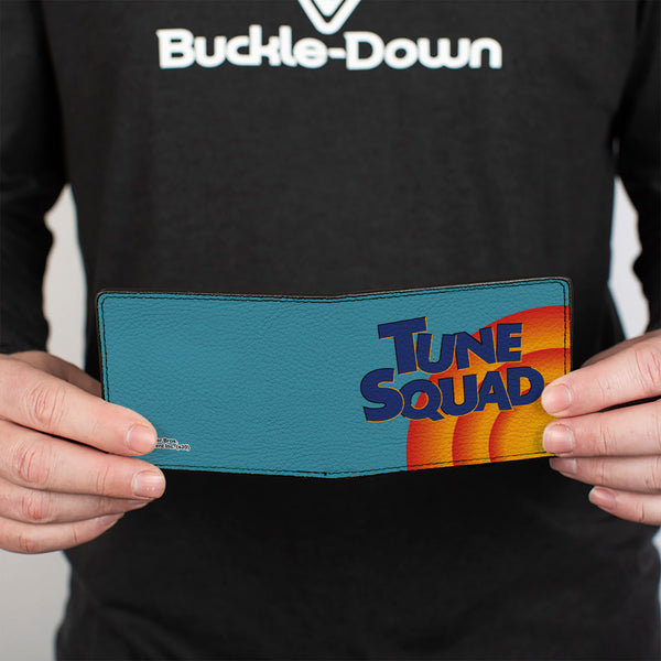 Buckle-Down Bi-Fold Wallet - Space Jam 2 TUNE SQUAD Logo Turquoise Oranges Blue