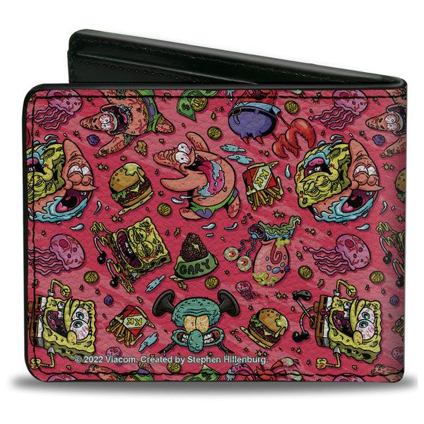 Buckle-Down Bi-Fold Wallet - SpongeBob Funky Character Swirl Collage Pinks