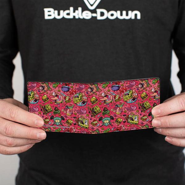 Buckle-Down Bi-Fold Wallet - SpongeBob Funky Character Swirl Collage Pinks