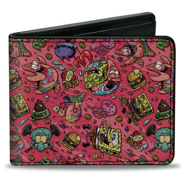 Buckle-Down Bi-Fold Wallet - SpongeBob Funky Character Swirl Collage Pinks