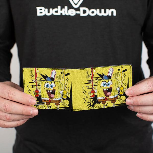 Buckle-Down Bi-Fold Wallet - SpongeBob Krabby Patty Condiments Pose Yellow/Black