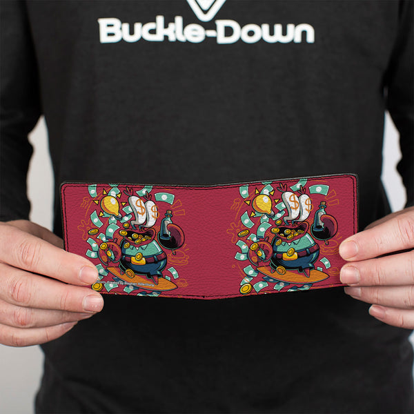 Buckle-Down Bi-Fold Wallet - SpongeBob Mr. Krabs Dollar Sign Pose Pink