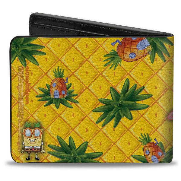 Buckle-Down Bi-Fold Wallet - SpongeBob & Patrick Starfish Pose Pineapple Gold