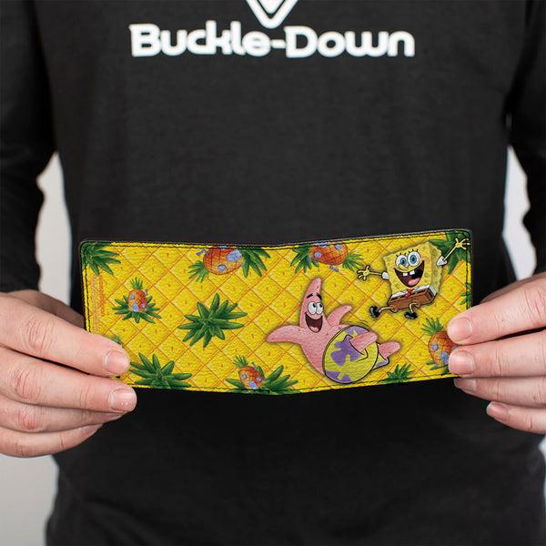 Buckle-Down Bi-Fold Wallet - SpongeBob & Patrick Starfish Pose Pineapple Gold