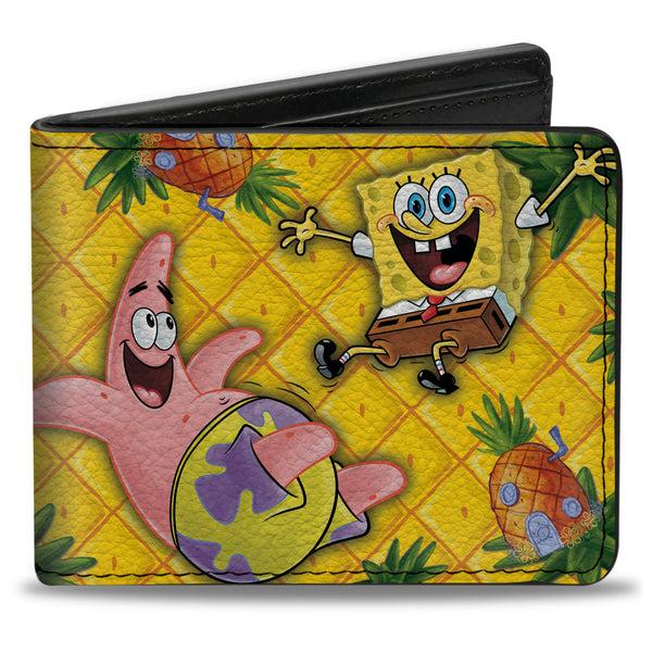 Buckle-Down Bi-Fold Wallet - SpongeBob & Patrick Starfish Pose Pineapple Gold