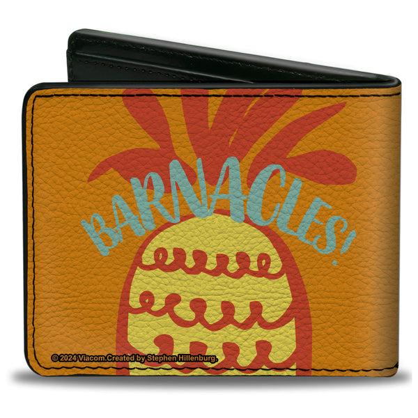 Buckle-Down Bi-Fold Wallet - SpongeBob SquarePants Character Close-Up Face And BARNACLES Pineapple Blocks