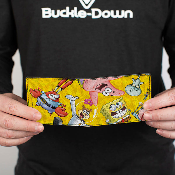 Buckle-Down Bi-Fold Wallet - SpongeBob SquarePants Characters Pose Toss Yellows