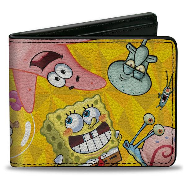 Buckle-Down Bi-Fold Wallet - SpongeBob SquarePants Characters Pose Toss Yellows