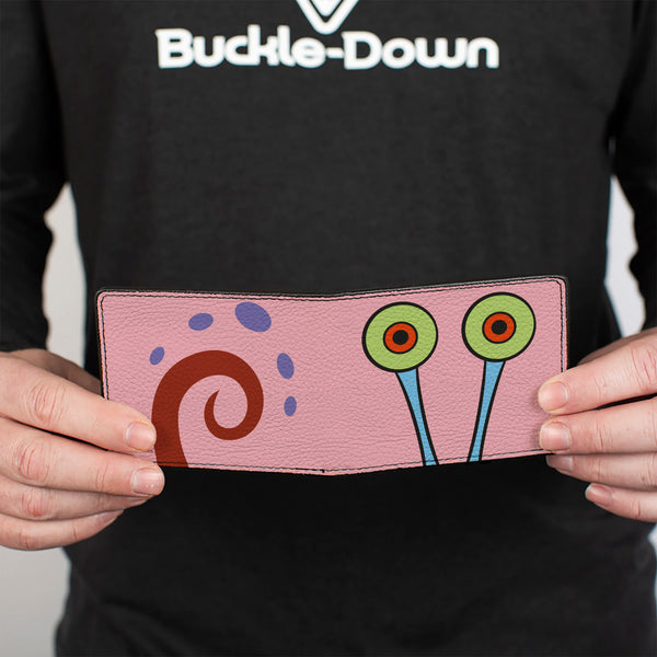 Buckle-Down Bi-Fold Wallet - SpongeBob SquarePants Gary The Snail Character Close-Up Pink