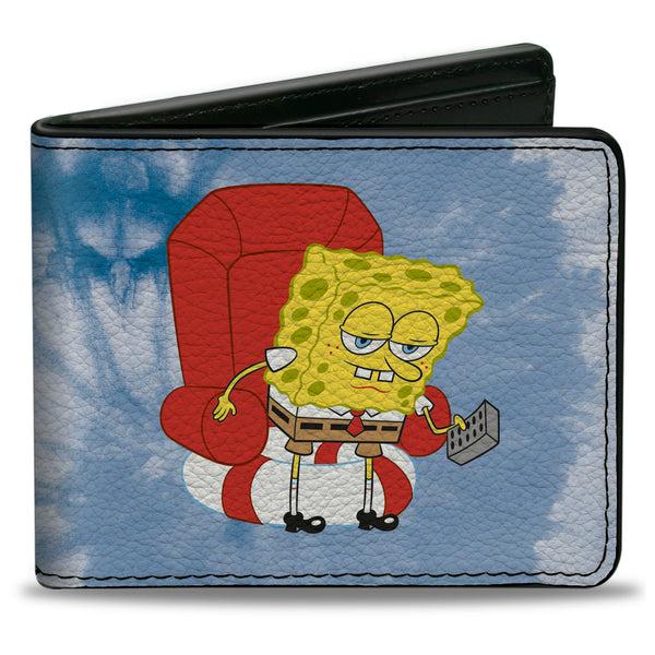 Buckle-Down Bi-Fold Wallet - SpongeBob SquarePants Imma Head Out Chair Pose Tie Dye Blues