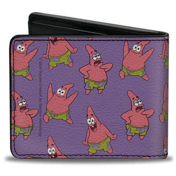 Buckle-Down Bi-Fold Wallet - SpongeBob SquarePants Patrick Star Poses Scattered Lavender