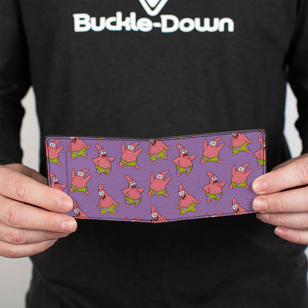 Buckle-Down Bi-Fold Wallet - SpongeBob SquarePants Patrick Star Poses Scattered Lavender