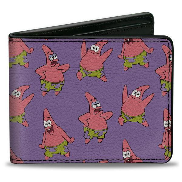 Buckle-Down Bi-Fold Wallet - SpongeBob SquarePants Patrick Star Poses Scattered Lavender