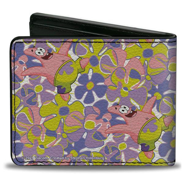 Buckle-Down Bi-Fold Wallet - SpongeBob SquarePants Patrick Starfish Sea Flowers Pose Collage Multi Color
