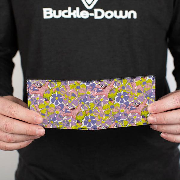 Buckle-Down Bi-Fold Wallet - SpongeBob SquarePants Patrick Starfish Sea Flowers Pose Collage Multi Color