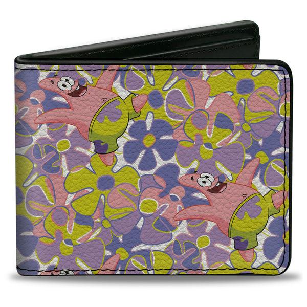 Buckle-Down Bi-Fold Wallet - SpongeBob SquarePants Patrick Starfish Sea Flowers Pose Collage Multi Color