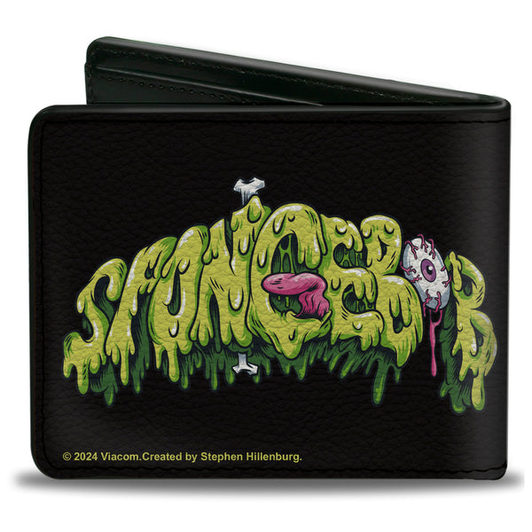 Buckle-Down Bi-Fold Wallet - SpongeBob SquarePants SPONGEBOB Slime Text And Skull Black