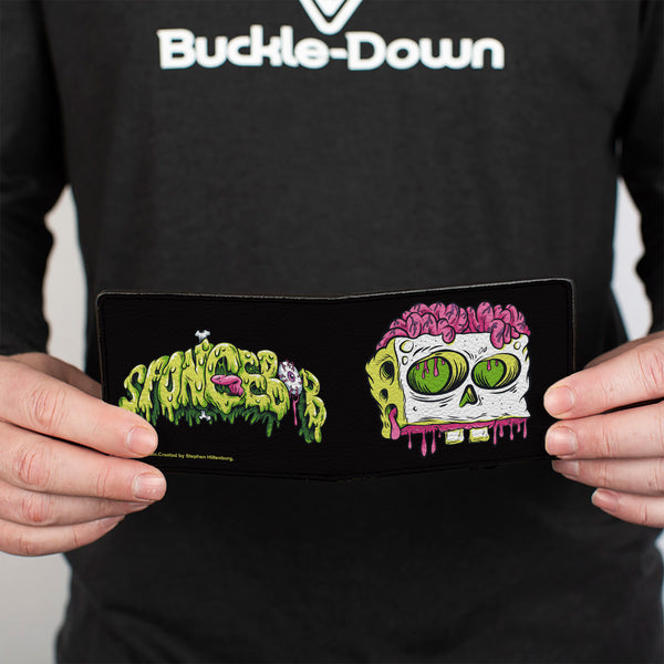 Buckle-Down Bi-Fold Wallet - SpongeBob SquarePants SPONGEBOB Slime Text And Skull Black