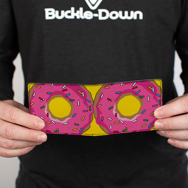 Buckle-Down Bi-Fold Wallet - Sprinkled Pink Glaze Donut Yellow