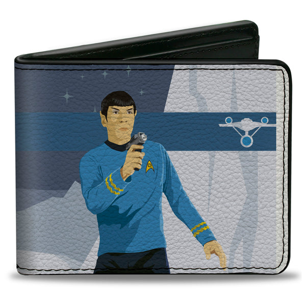 Buckle-Down Bi-Fold Wallet - Star Trek MR. SPOCK Phaser Pose Blues/Grays