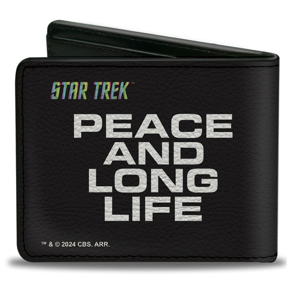 Buckle-Down Bi-Fold Wallet - Star Trek Peace And Long Life Starfleet Ships Black