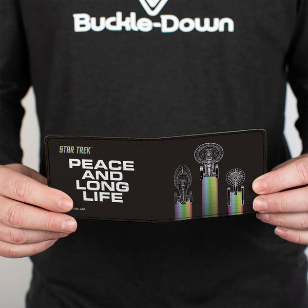 Buckle-Down Bi-Fold Wallet - Star Trek Peace And Long Life Starfleet Ships Black