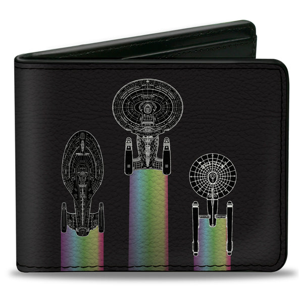 Buckle-Down Bi-Fold Wallet - Star Trek Peace and Long Life Starfleet Ships Black