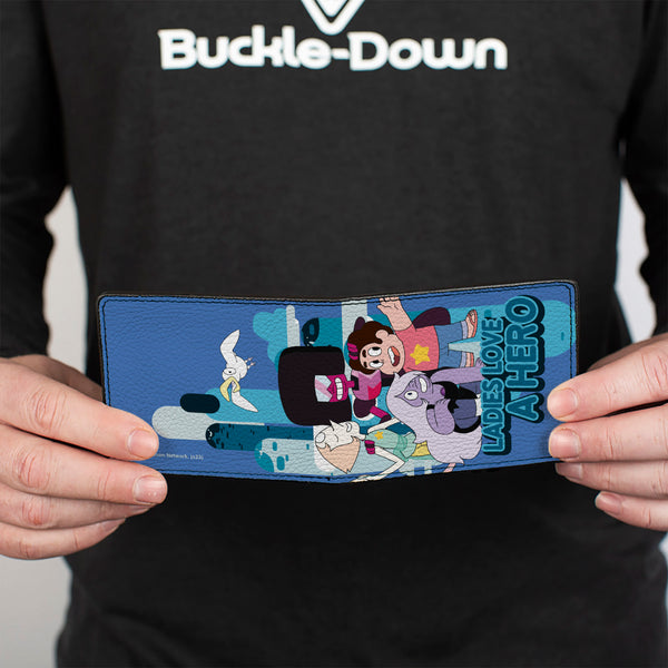 Buckle-Down Bi-Fold Wallet - Steven Universe LADIES LOVE A HERO Group Pose Blues