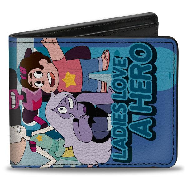Buckle-Down Bi-Fold Wallet - Steven Universe LADIES LOVE A HERO Group Pose Blues
